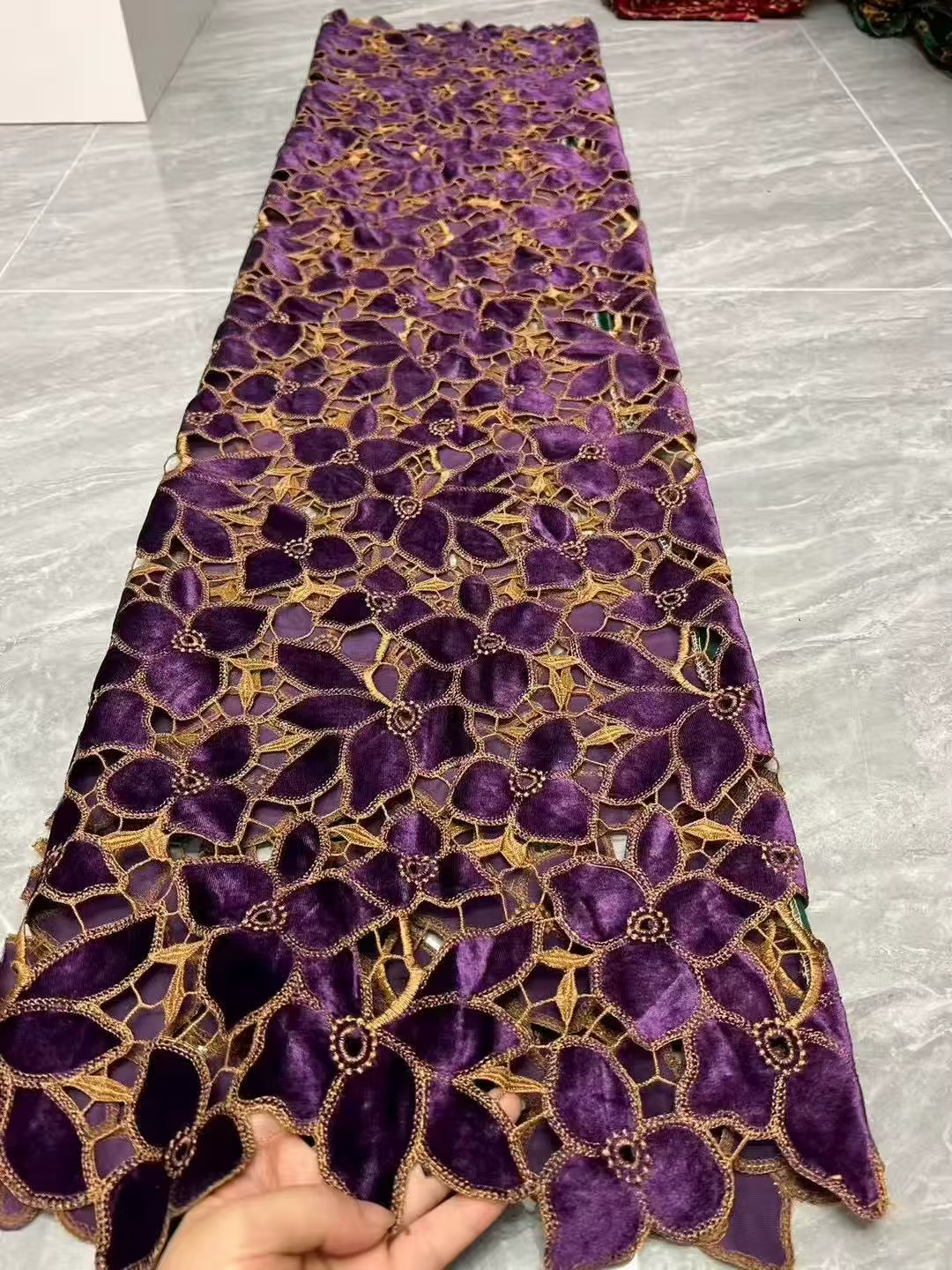 Tissu nigérian en dentelle de velours 2025, haute qualité, 5 Yards, paillettes, tissu africain en de