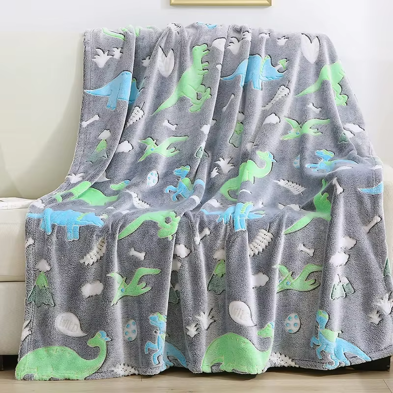 Couverture lumineuse licorne dinosaure pour filles et garçons, couverture en flanelle en peluche, ar