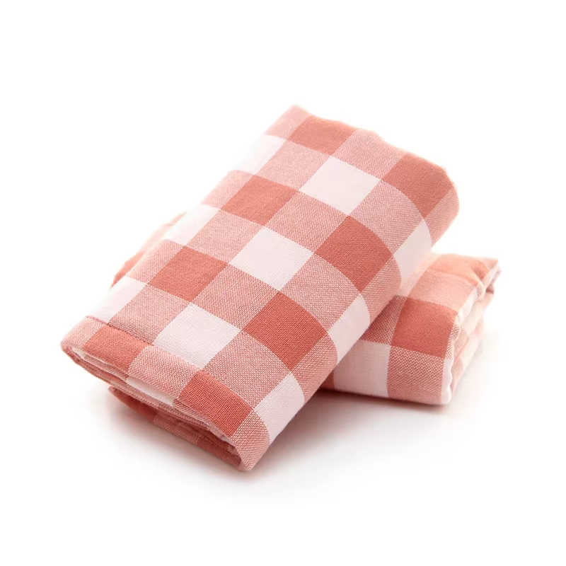Serviette à main en gaze de coton 100%, 34x75cm, à carreaux, pour la maison, douce et absorbante, sa