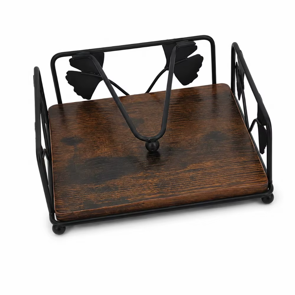 Support de serviettes en bois massif pour décoration de table, distributeur de papier plat autoporta
