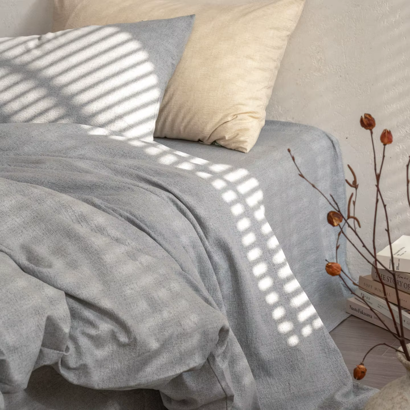 Parure de lit 100 % lin lavé – Housse de couette, drap et taies d'oreiller en lin, résistante aux pl