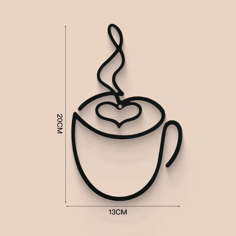 ♥ Décor d'art mural de tasse à café noire en métal pour cuisine, café et bar à café