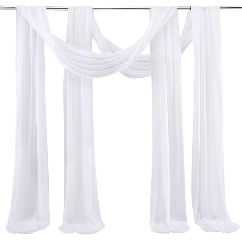 Lot de 2 rideaux transparents en tissu drapé pour arc de mariage en terre cuite, décor pour mariage,