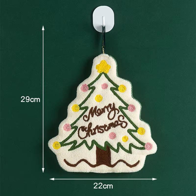Serviettes à main en molleton de corail de noël, 1/3 pièces, pour cuisine, salle de bains, dessin an