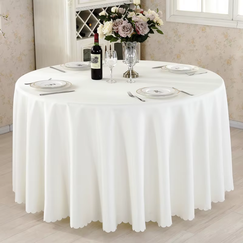 Nappe unie blanche, rectangulaire et ronde, pour banquets d'hôtel et mariages, vente en gros