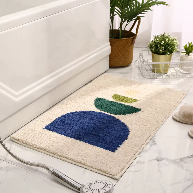 Tapis décoratif en microcarence, art abstrait moderne, polymère de bain, flocage HOlea, non-ald abso