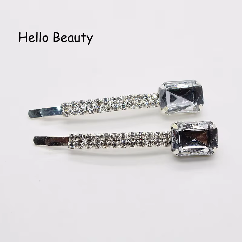 1 paire d'accessoires pour cheveux tendance, barrettes de luxe en cristal bleu ciel, pinces à cheveu