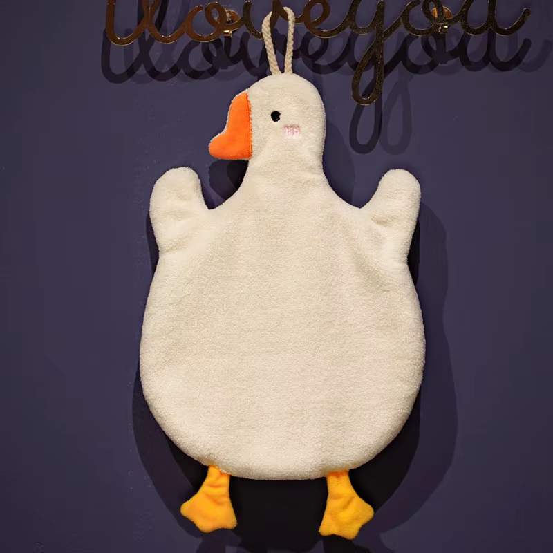 Serviette à main en forme de canard de dessin animé pour cuisine, salle de bain et toilettes, super 