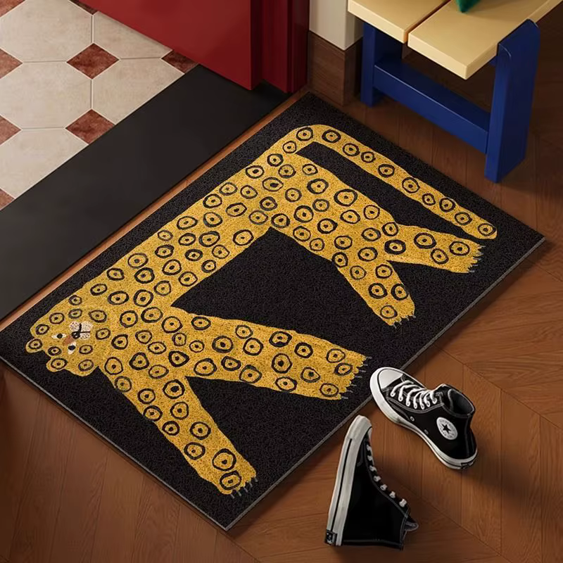 Paillasson de bienvenue en PVC avec animaux, dessin animé coloré, tapis d'entrée de maison découpabl