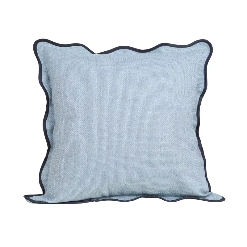 Housse de coussin bohème en lin de couleur unie, taie d'oreiller à bord ondulé pour décoration de ca