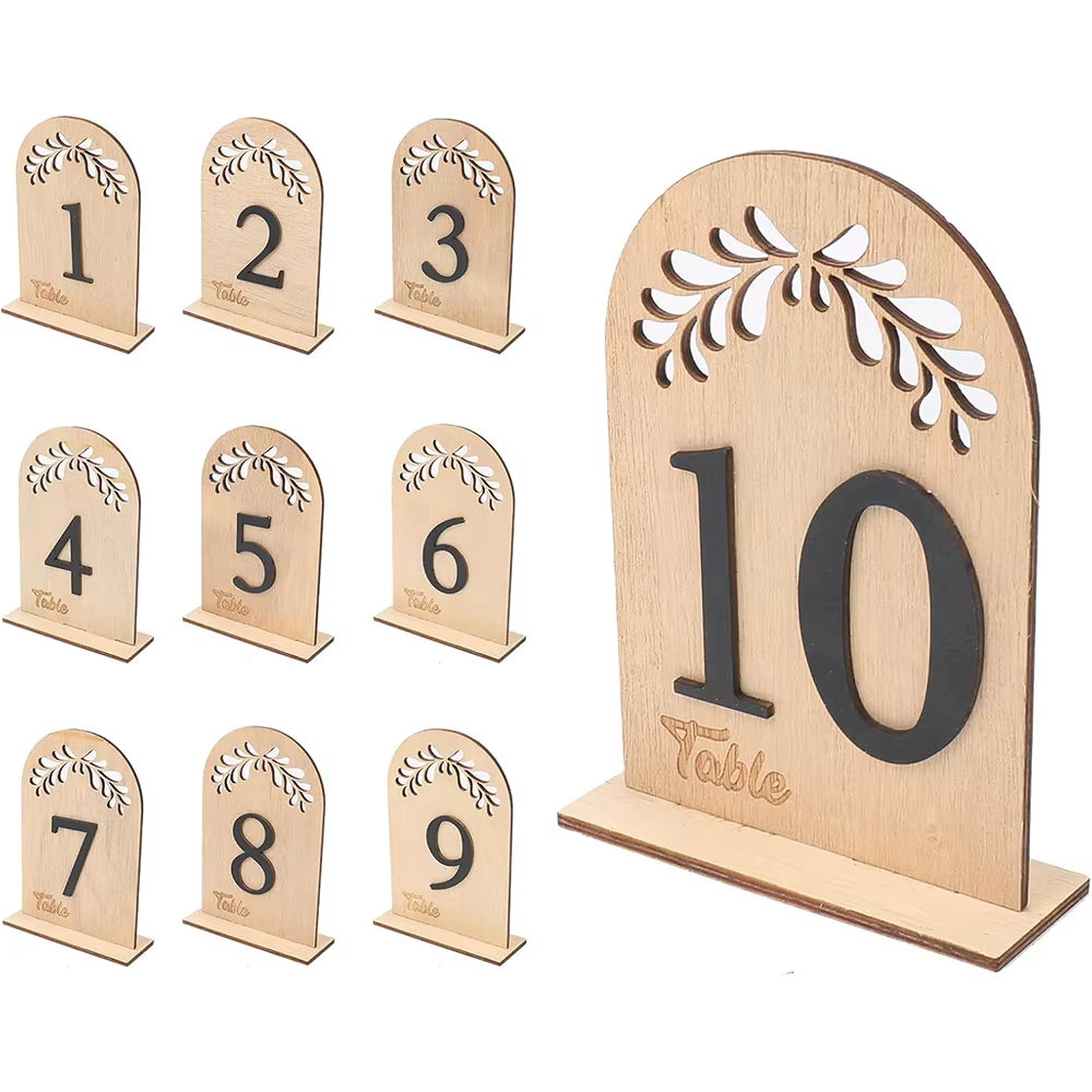 Support de numéros de Table en bois pour mariage 1-30 avec Base de support pour réception de mariage