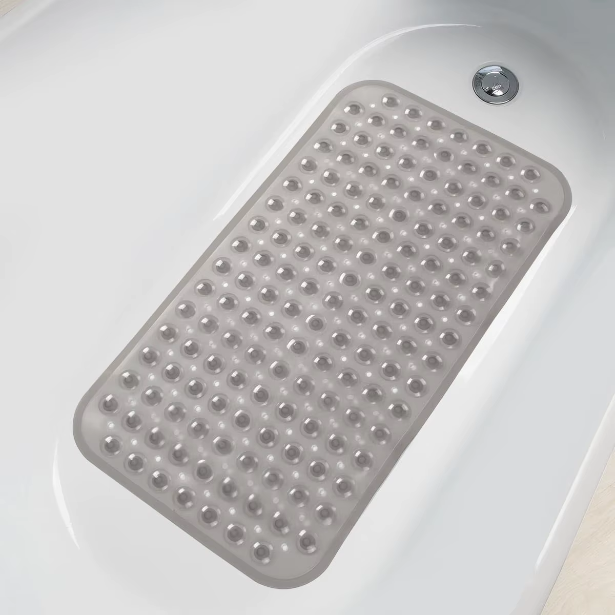 Tapis de baignoire avec ventouses et trous de vidange, 27.6x15 pouces, tapis de douche antidérapant,