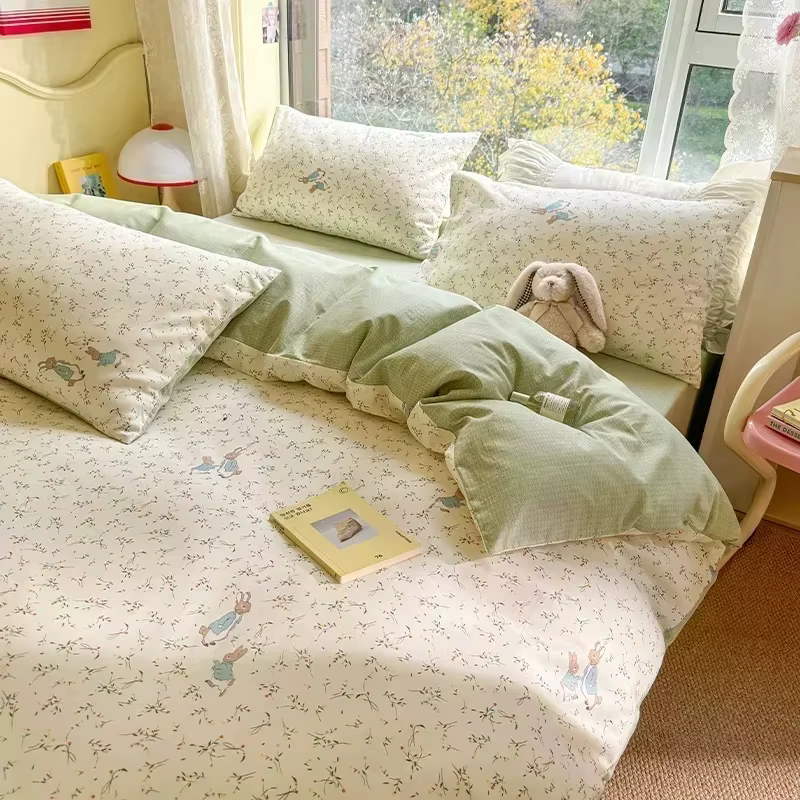 Ensemble de housse de couette imprimée florale 100% coton avec taies d'oreiller, ensemble de literie
