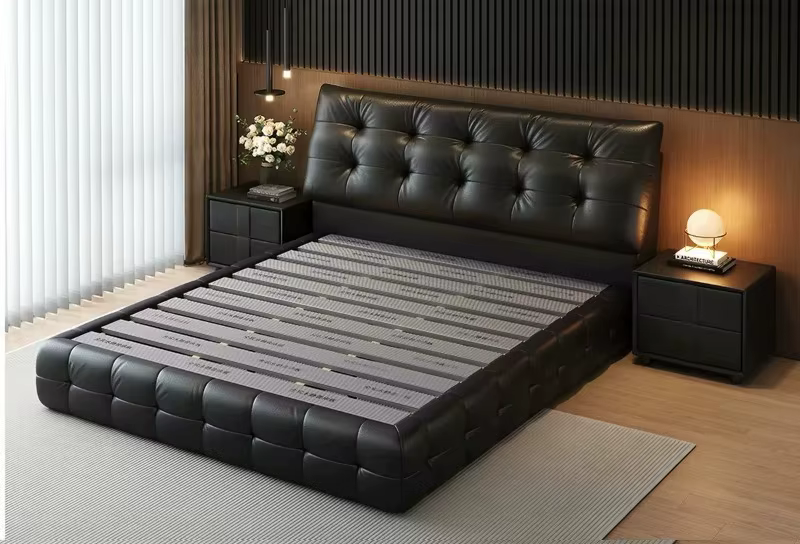 Cadre de lit double moderne italien haut de gamme pour chambre principale, 150x200, 180x200, 200x220