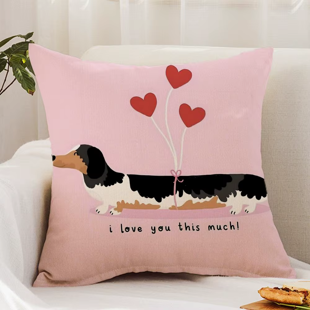Housse de coussin pour chien D-Dachshund, mignonne, confortable et réversible, design à double usage