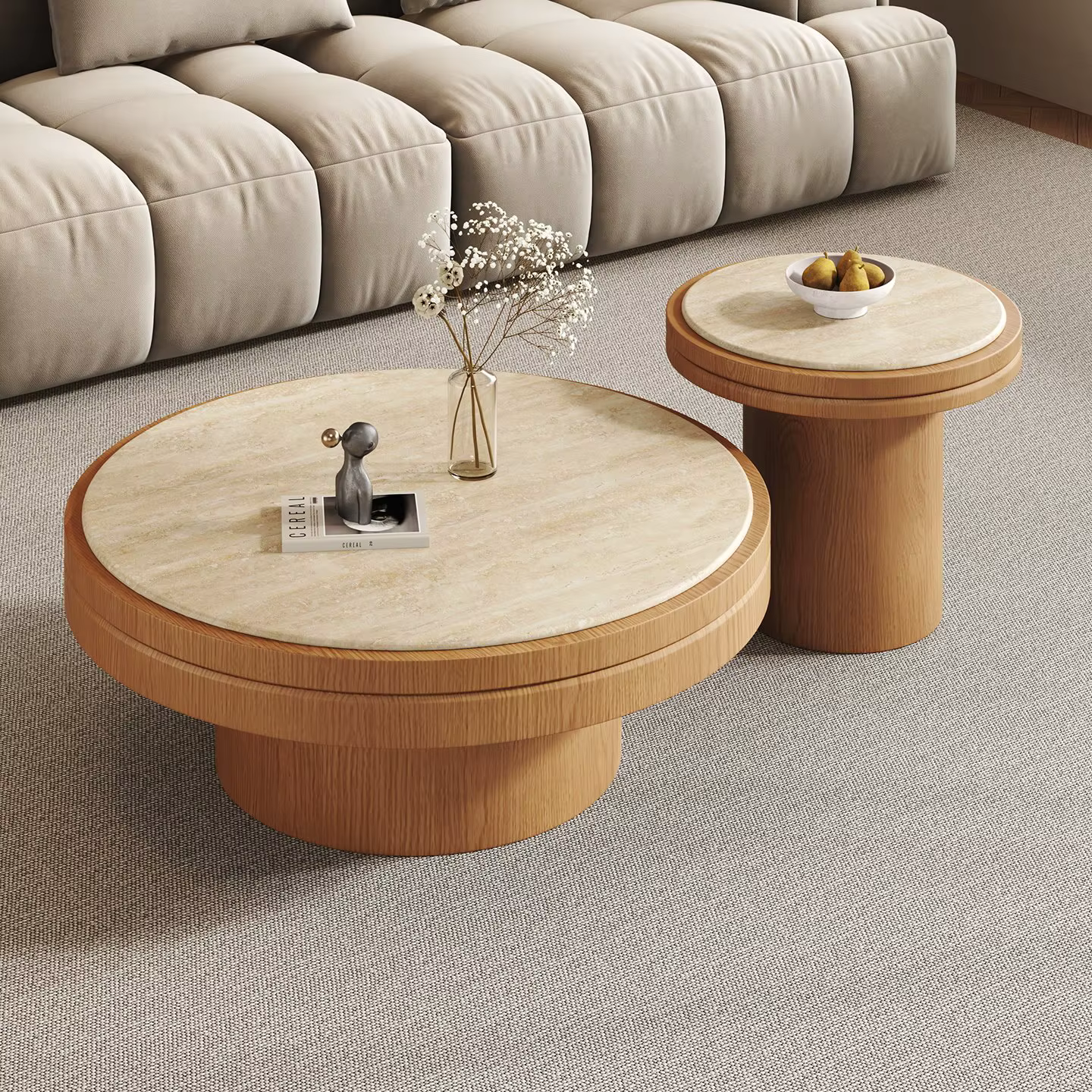 Table basse ronde japonaise en bois pour salon, design unique, table basse minimaliste réglable, meu