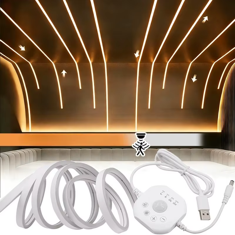 Bande lumineuse LED à défilement d'eau 5V avec détecteur de mouvement pour escaliers, veilleuse pour