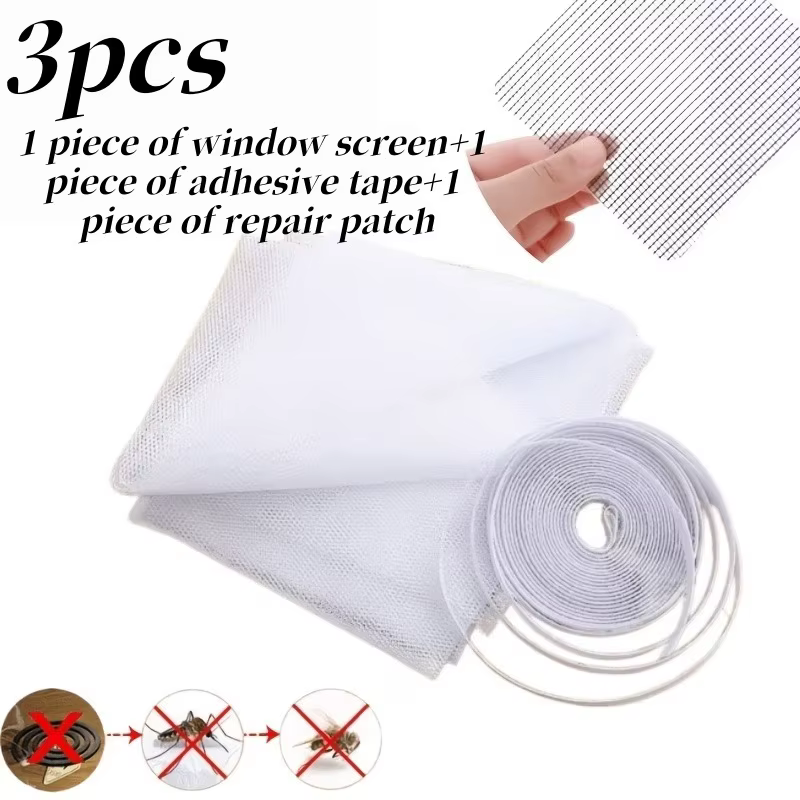 Lot de 3 rideaux moustiquaires autocollants DIY, faciles à installer, réutilisables, invisibles, san