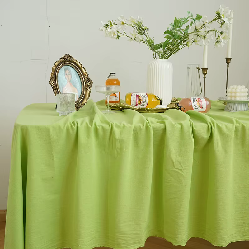 Nappe rectangulaire en coton lavable, couverture de Table texturée, nappe de Table à manger pour déc