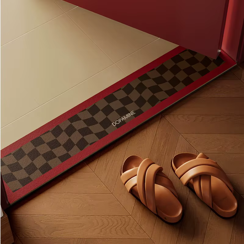 Tapis de salle de bain antidérapant et absorbant l'eau, en terre de diatomée, à rayures colorées, po
