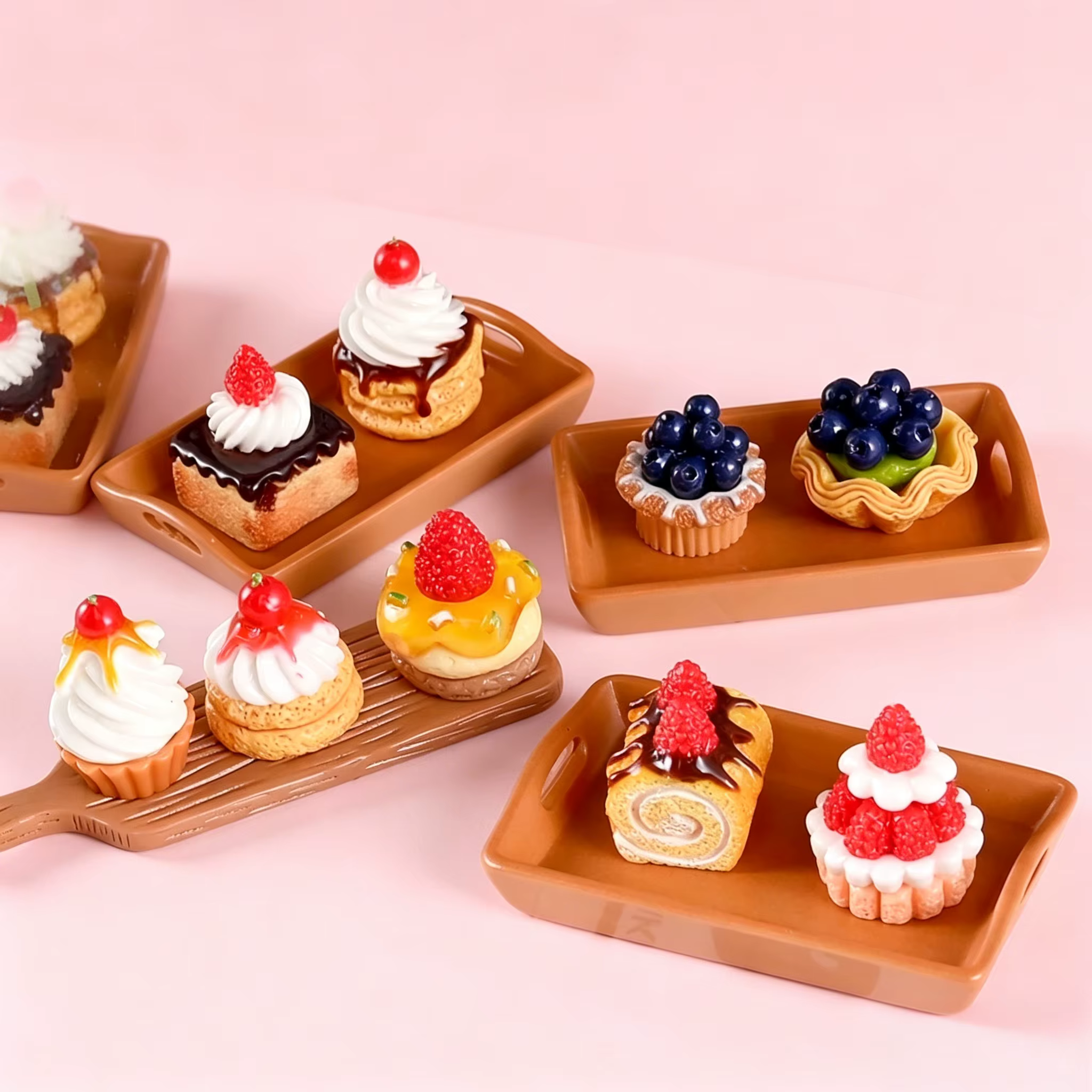 1/12 9 pièces Miniatures de desserts pour maison de poupée, Décoration de scène, Mini gâteau à la cr