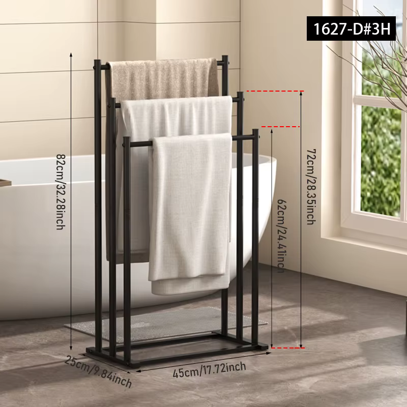 Porte-serviettes de salle de bain autoportant, porte-serviettes de salle de bain à 3 niveaux, séchoi