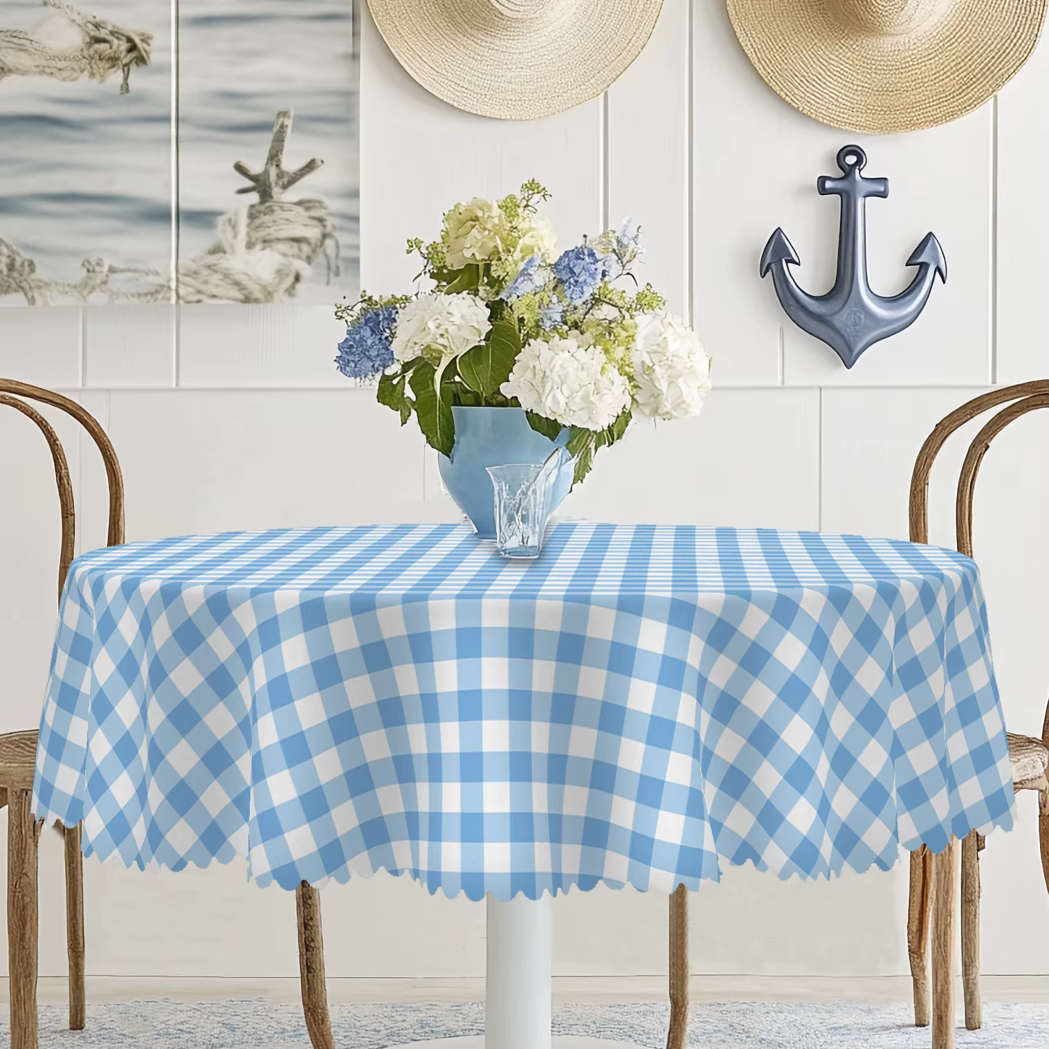 1 pièce de nappes rondes et rectangulaires à carreaux de printemps et d'été, disponibles en différen
