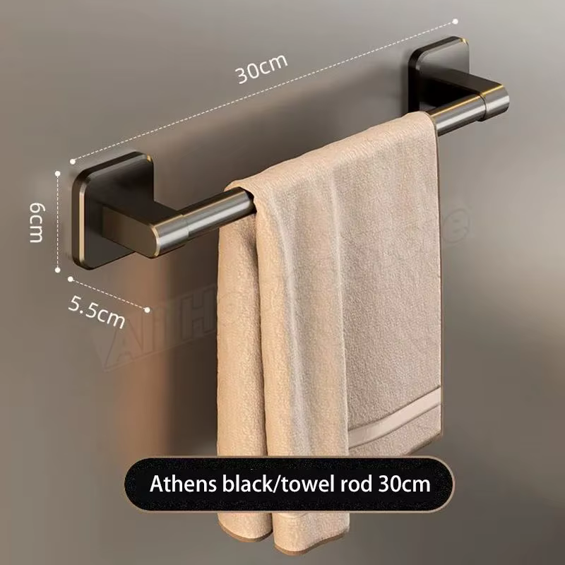 Porte-serviettes mural auto-adhésif sans perçage, barre de rangement pour serviettes, organisateur d