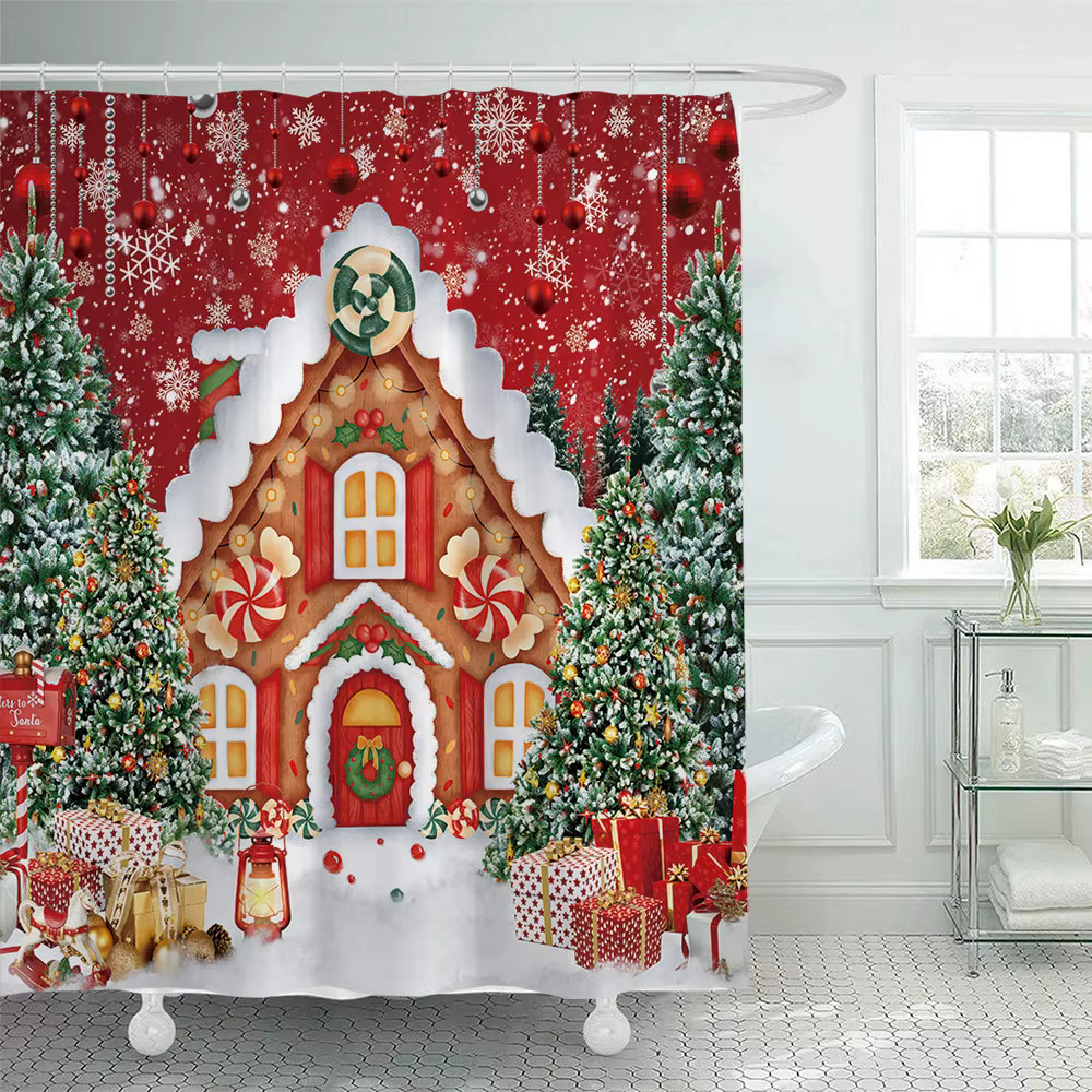 Rideau de douche joyeux noël, 1 pièce, pour salle de bain, décor moderne pour salle de bain, rideau 