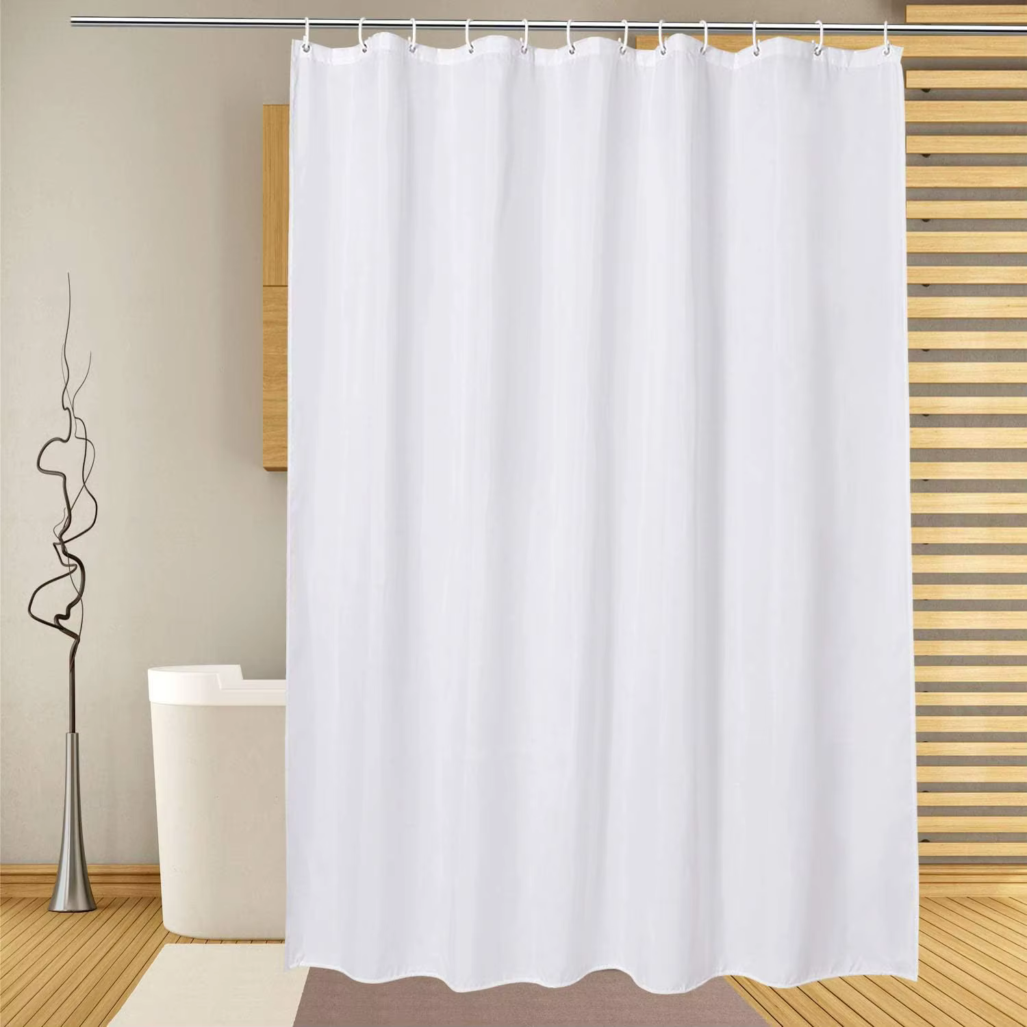 Rideau de douche en tissu blanc, imperméable, lavable en Machine, rideau de douche décoratif pour sa