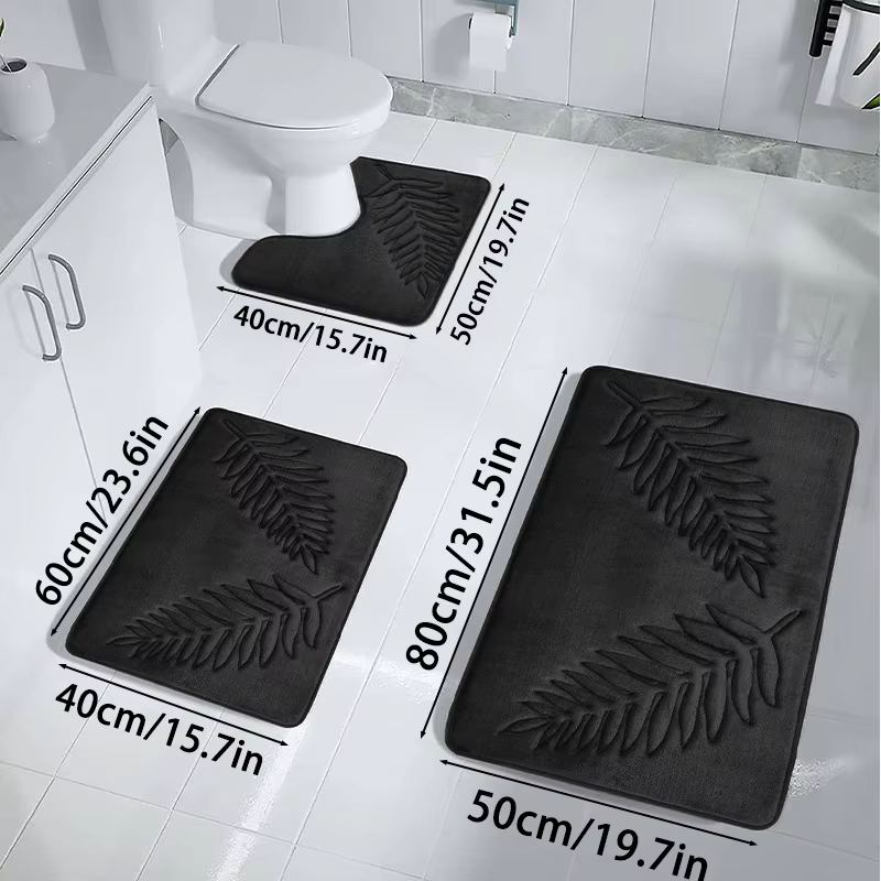 Ensemble de 3 tapis de bain antidérapants, doux, à séchage rapide, pour salle de bain, Absorption d'