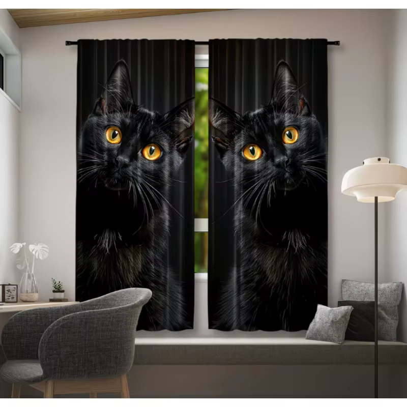Rideaux à motif de chat, 2 pièces, adorables, durables, pour la décoration de la maison, parfaits po