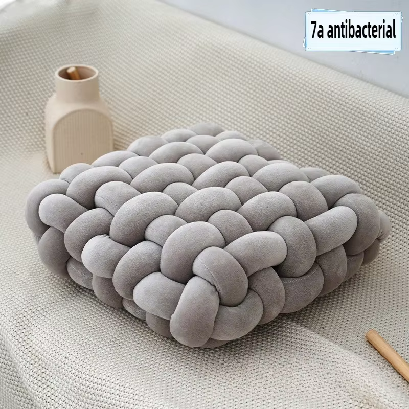 Coussin carré fait à la main avec nœud, oreiller en peluche esthétique nordique 2025 pour chaise de 