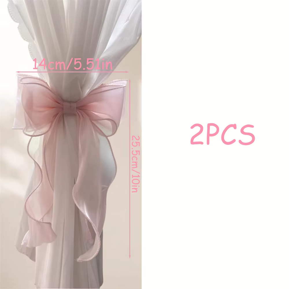 Lot de 2 attaches de rideaux en ruban français, nœuds en dentelle transparente pour rideaux, pour la