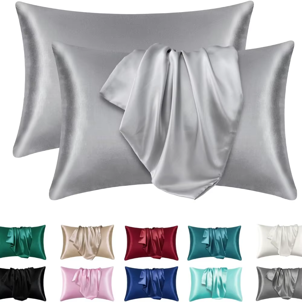Taie d'oreiller en satin pour cheveux et peau, taies d'oreiller pour lieux, taille standard, ensembl