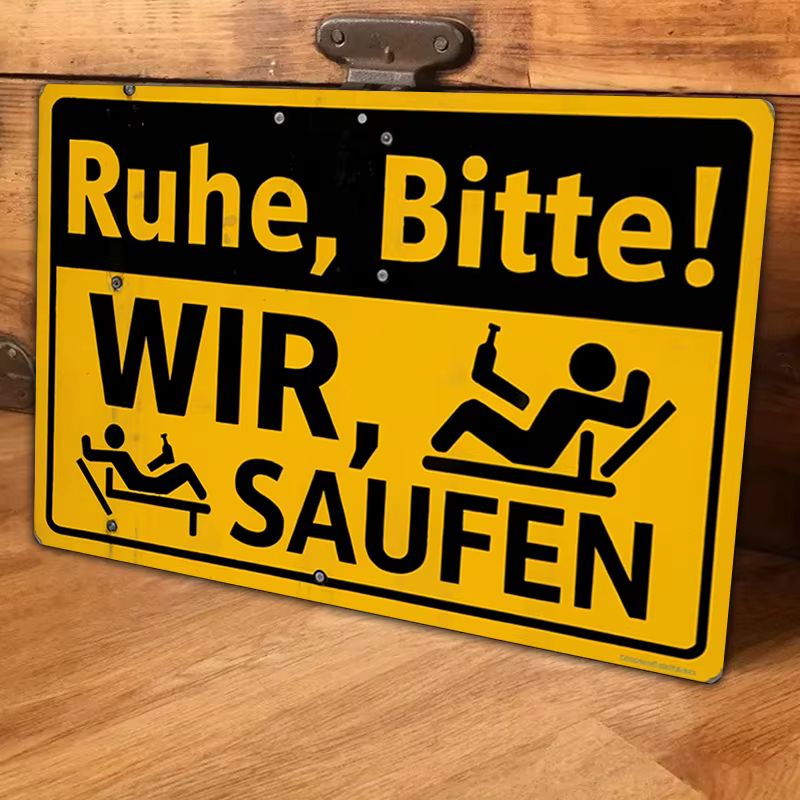 Décoration de chambre, panneau humoristique en aluminium sur le thème de la bière allemande, « Ruhe,