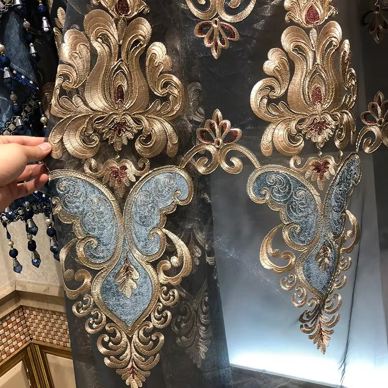 Rideaux de style européen pour salon, salle à manger, chambre à coucher, broderie haut de gamme, tul