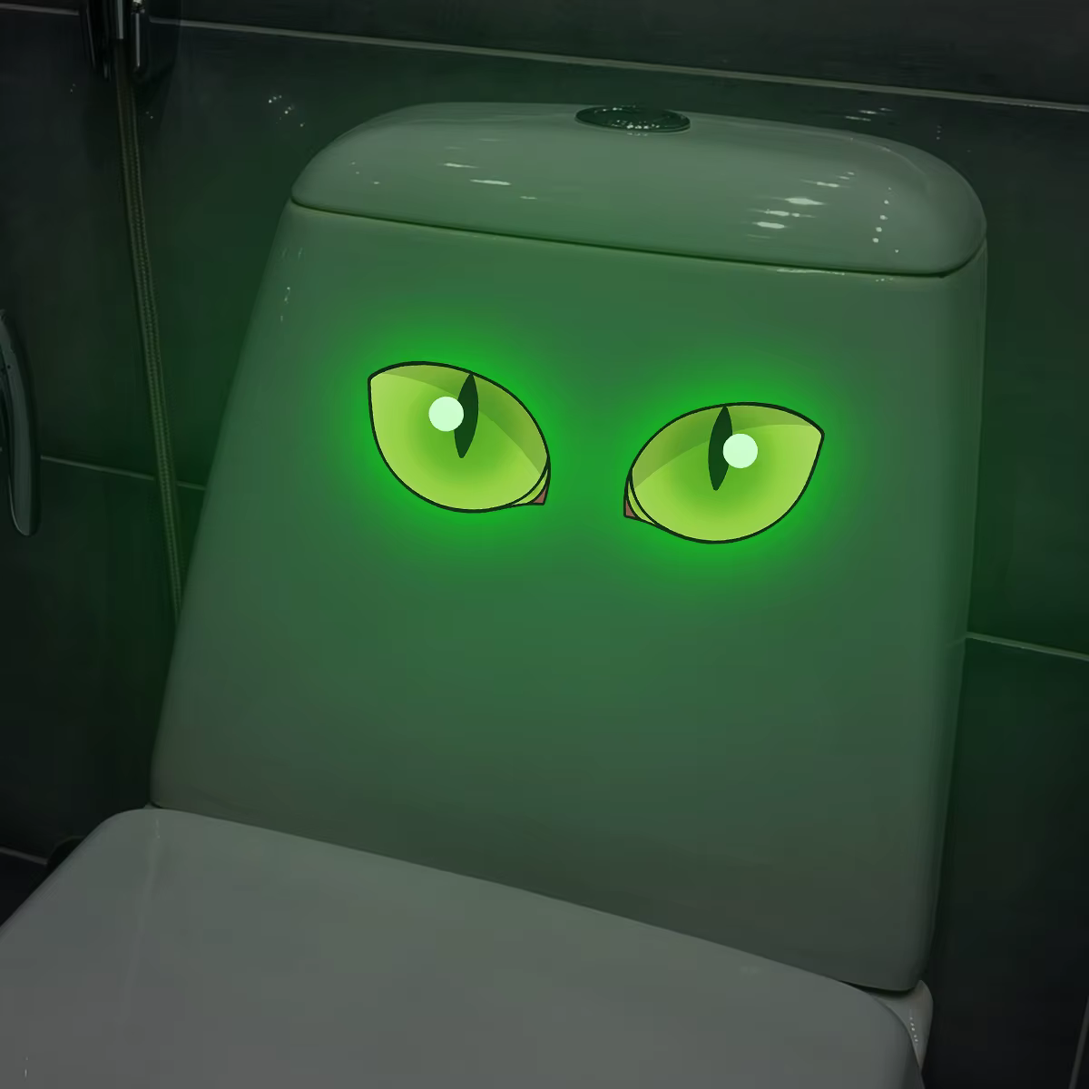 Yeux lumineux créatifs, autocollants muraux en verre pour salle de bains et toilettes, décorations m