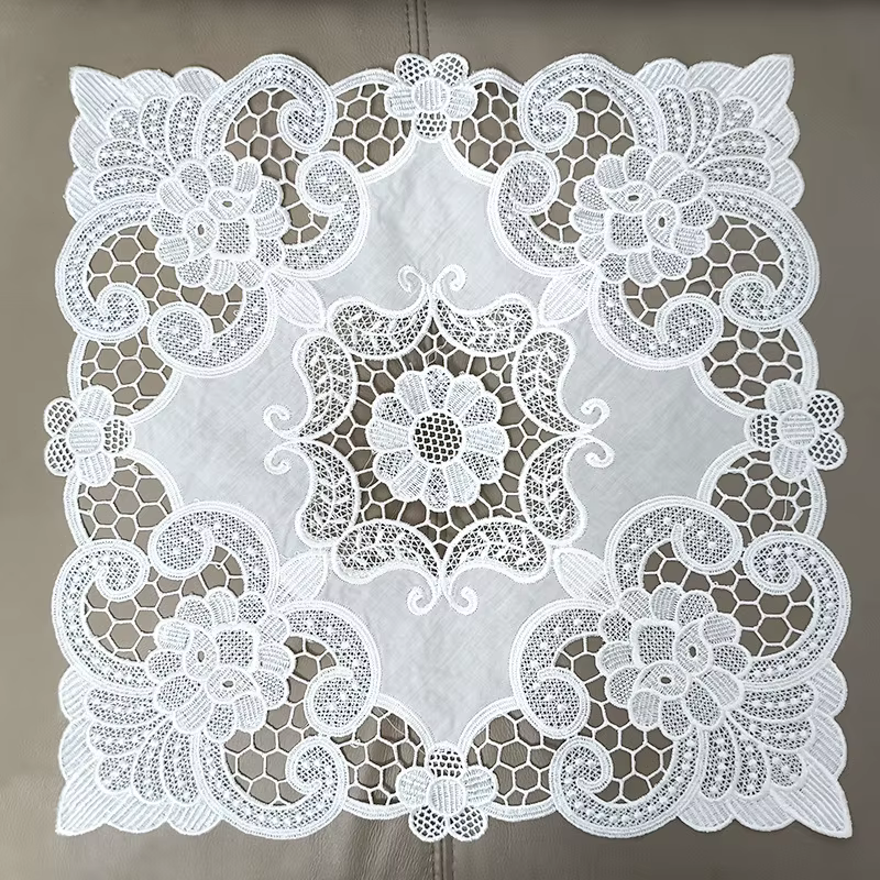 Belle nappe florale dentelle blanche broderie fleur 30/40 cm tapis de Table carré décoration de la m