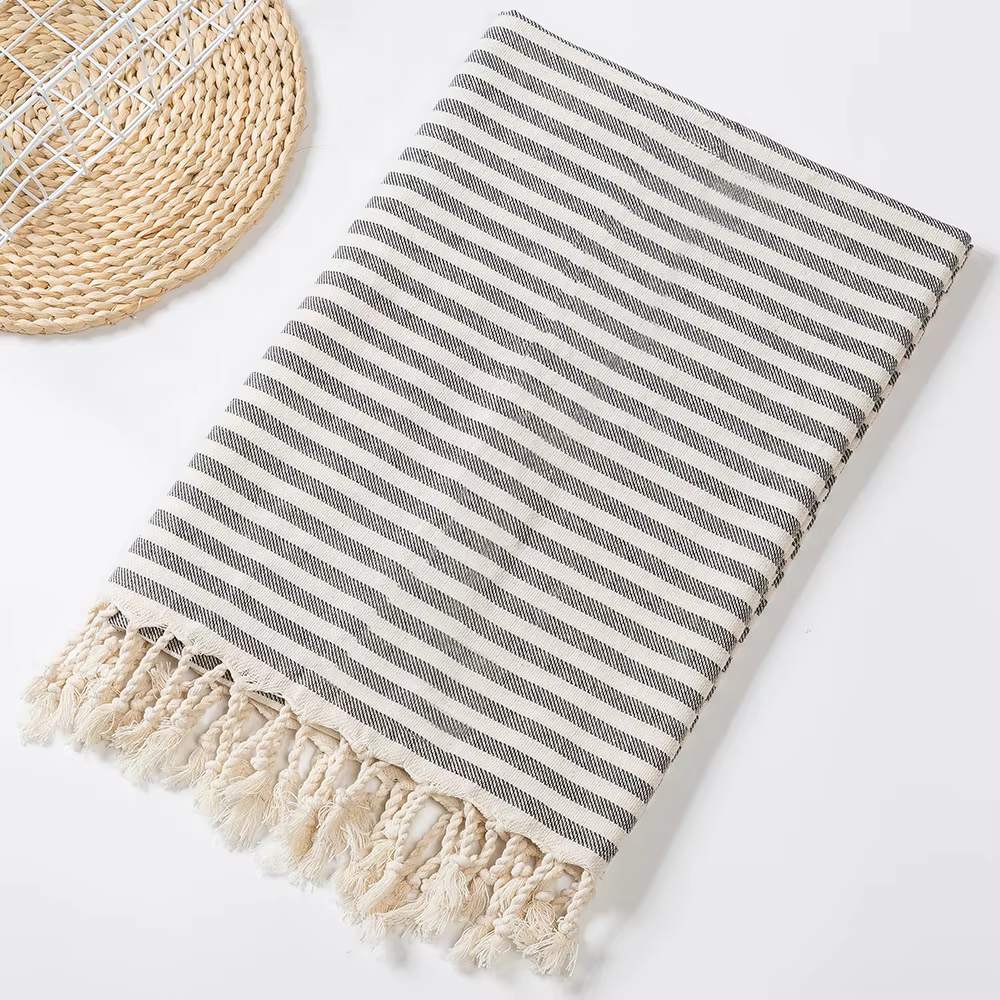 Serviette de plage légère extra large – Rayée, à séchage rapide, style Boho pour piscine, natation, 