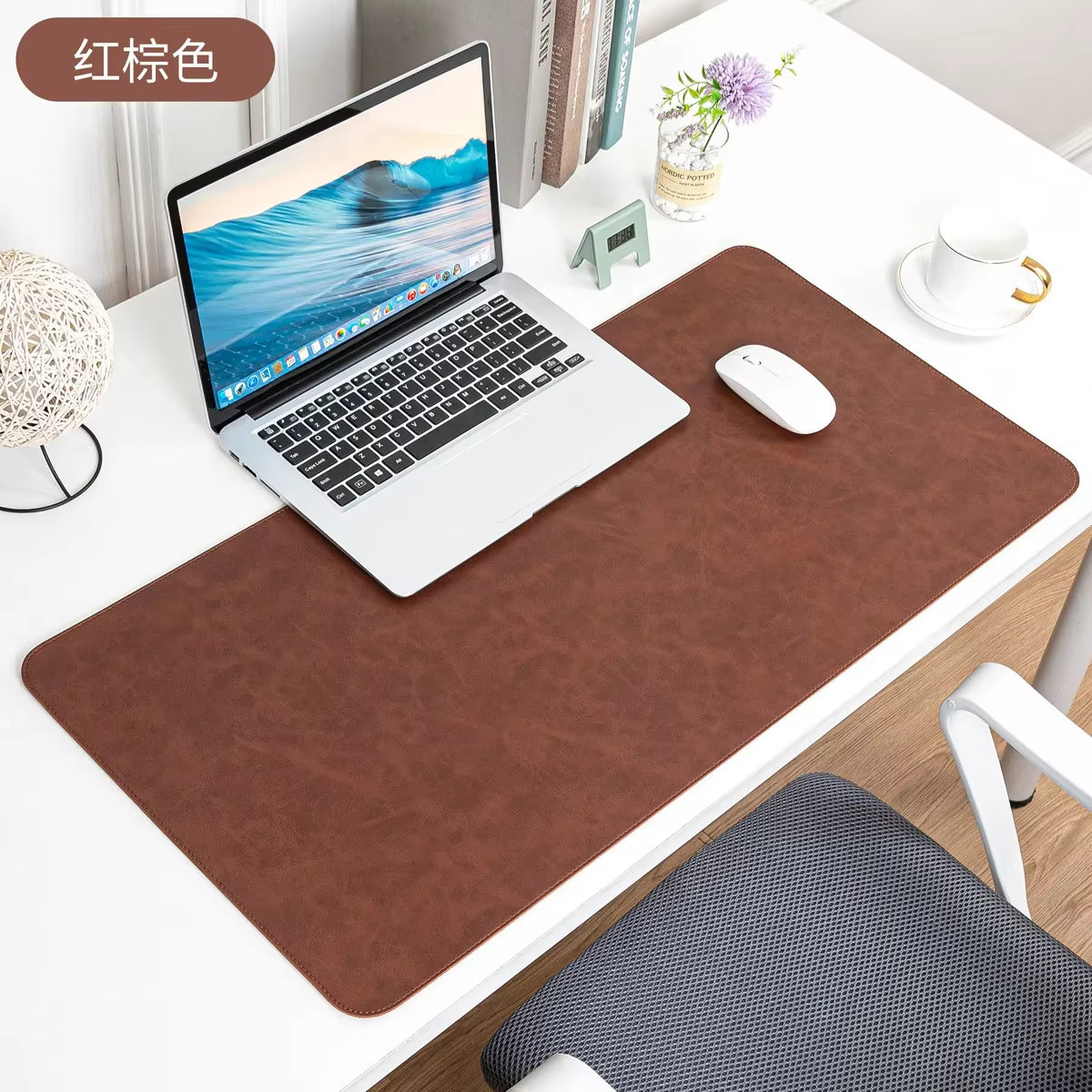 Tapis de bureau imperméable en PU, housse de protection, grand tapis de souris pour ordinateur porta