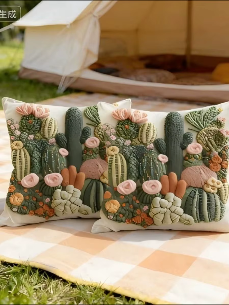 Housse de coussin Cactus Succulent, imprimé 2D, style bohème, plante du désert, pour canapé, lit, ma