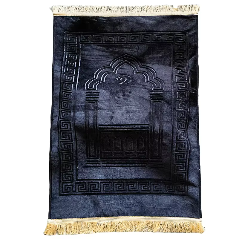 Tapis de prière islamique doux et épais, tapis vintage antidérapant avec pompons, Sajadah pour la dé