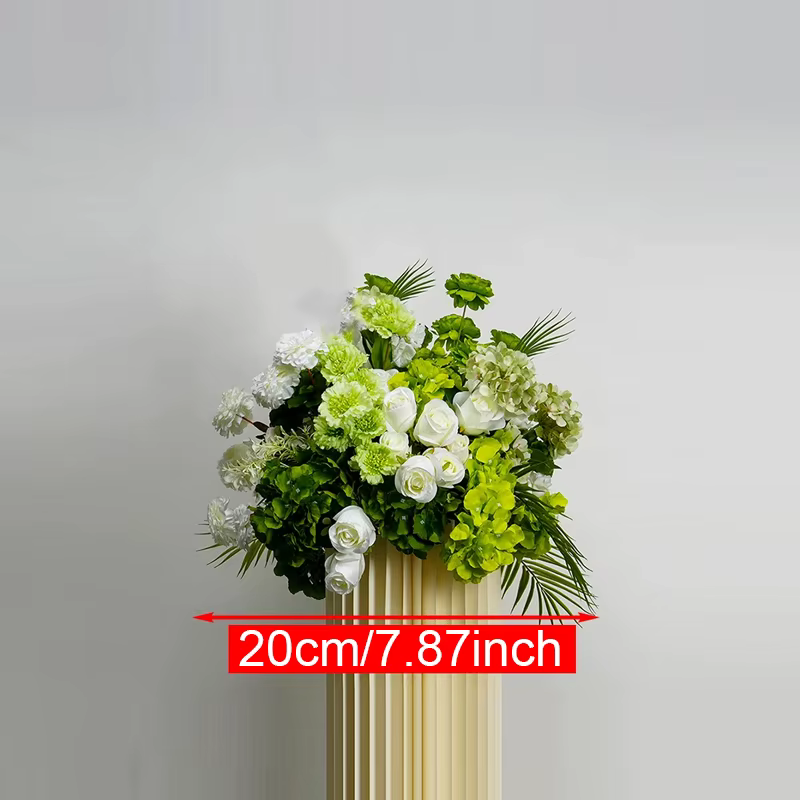 Planche de luxe orchidée verte hortensia KT, rangée de fleurs, décor d'arrière-plan de mariage, Arra