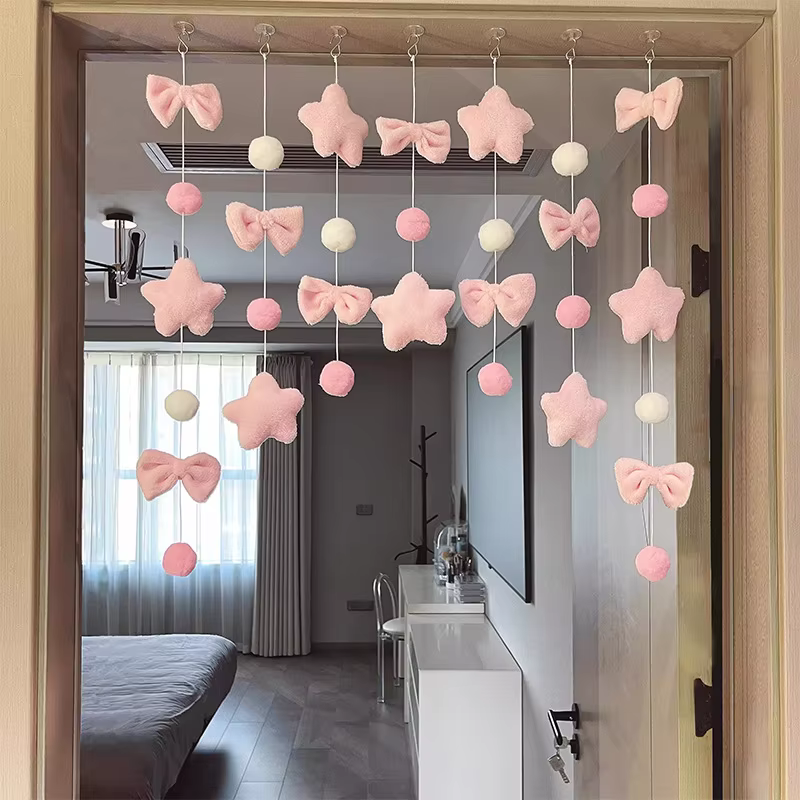 Rideau de porte à nœuds mignon, rideau de séparation pour chambre à coucher, fenêtre en baie, décora