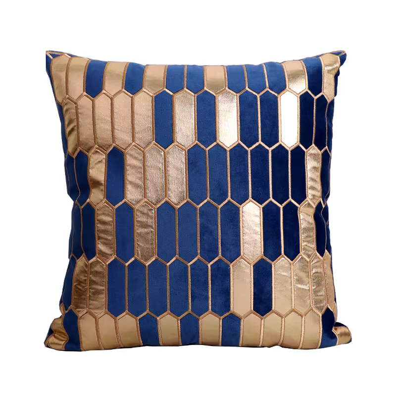 Housse de coussin 30x50cm/45x45cm en velours néerlandais européen avec broderie dorée, décoration po