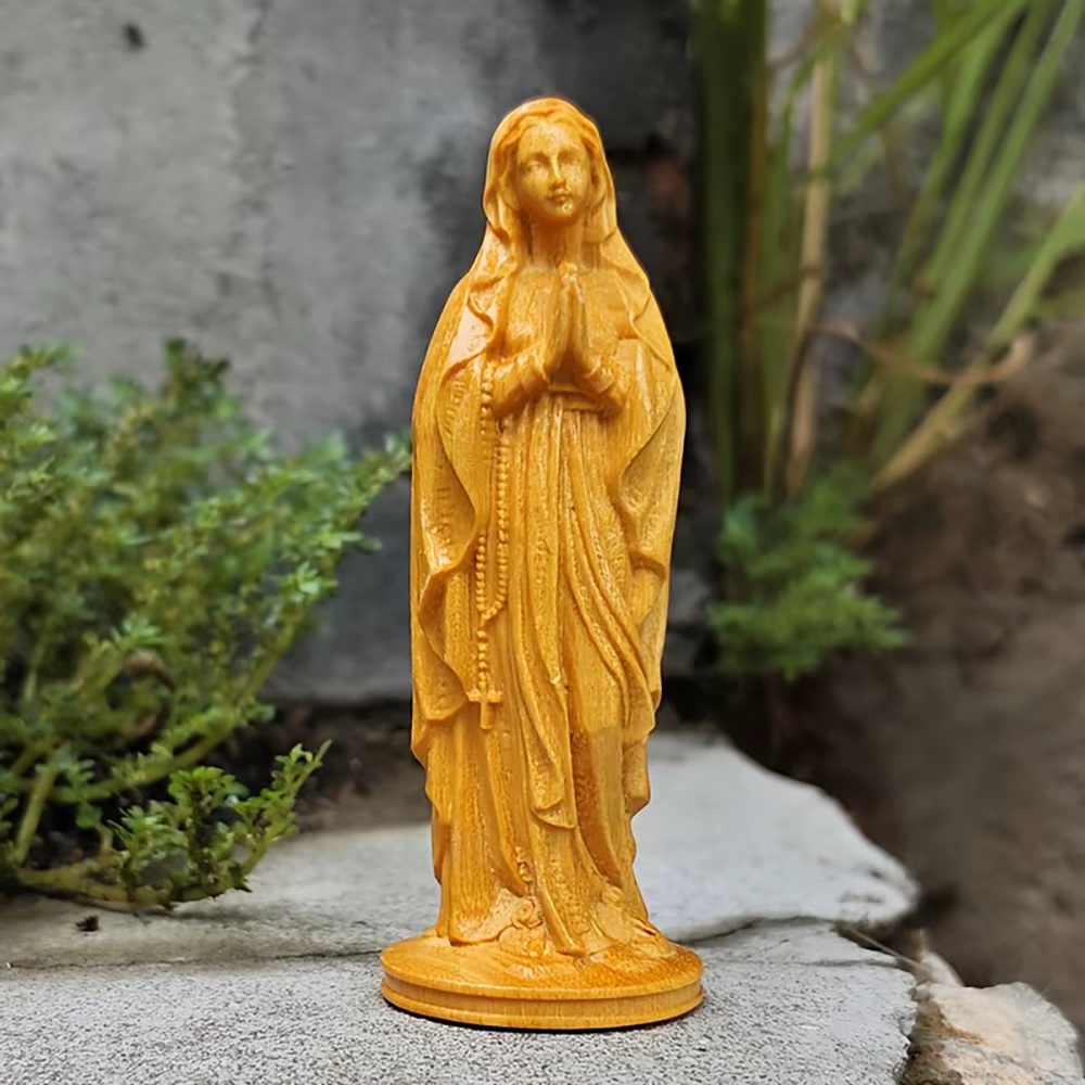 Statue de prière en bois de la Vierge Marie, cadeau de Pâques, Halloween, Noël, décoration créative 