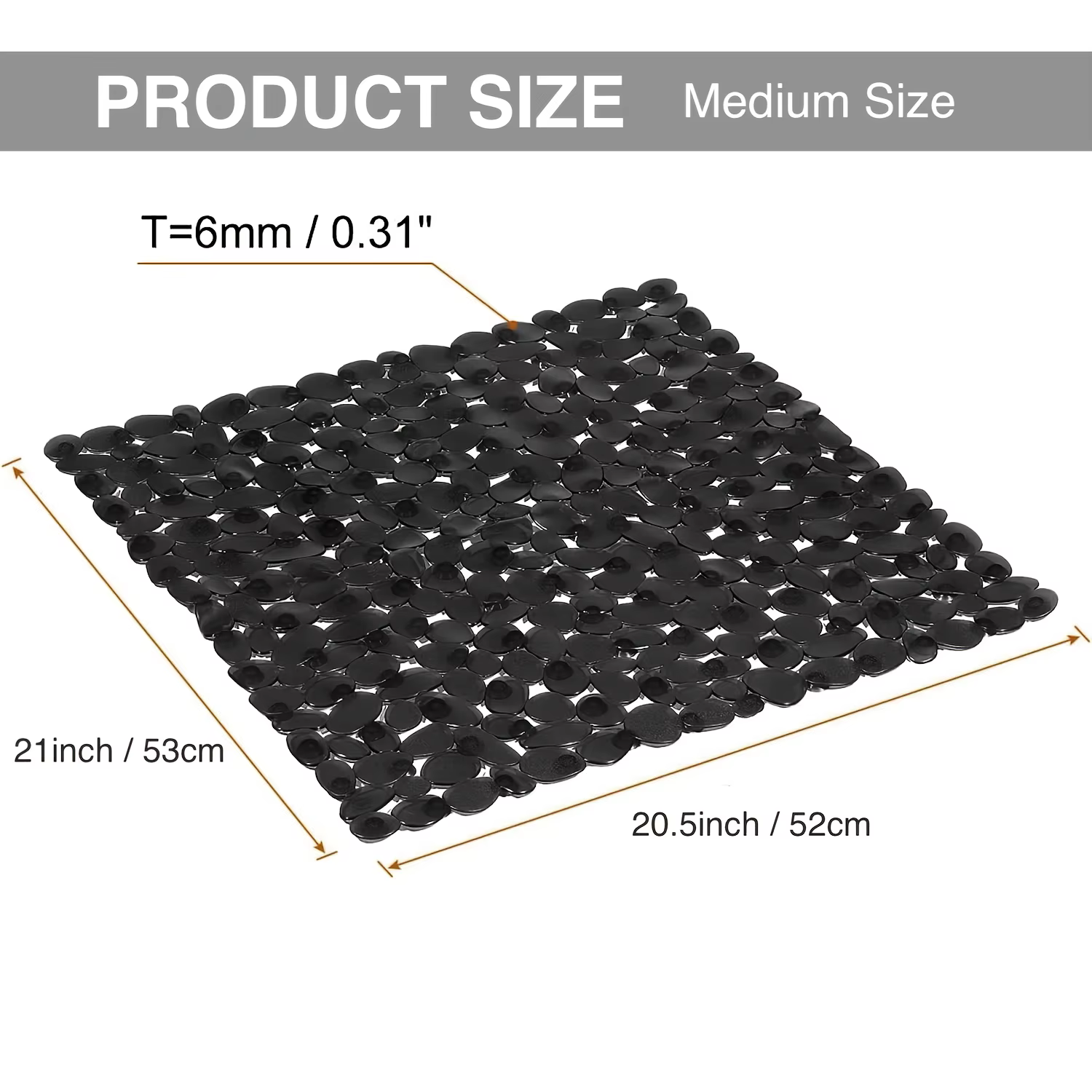 Tapis de bain galets antidérapant, tapis de sol de douche, Texture pierre, tapis de salle de bain en