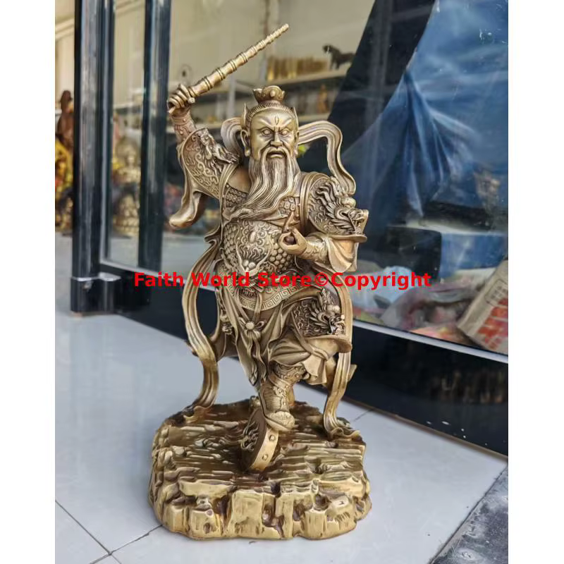 WANG Lingguan-Statue en laiton de bouddhisme taoïste asiatique, figurine maîtresse du dieu de Bouddh