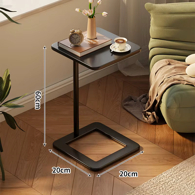 Table d'appoint stable en forme de C qui se glisse sous le canapé, table mince sous le canapé, mini 